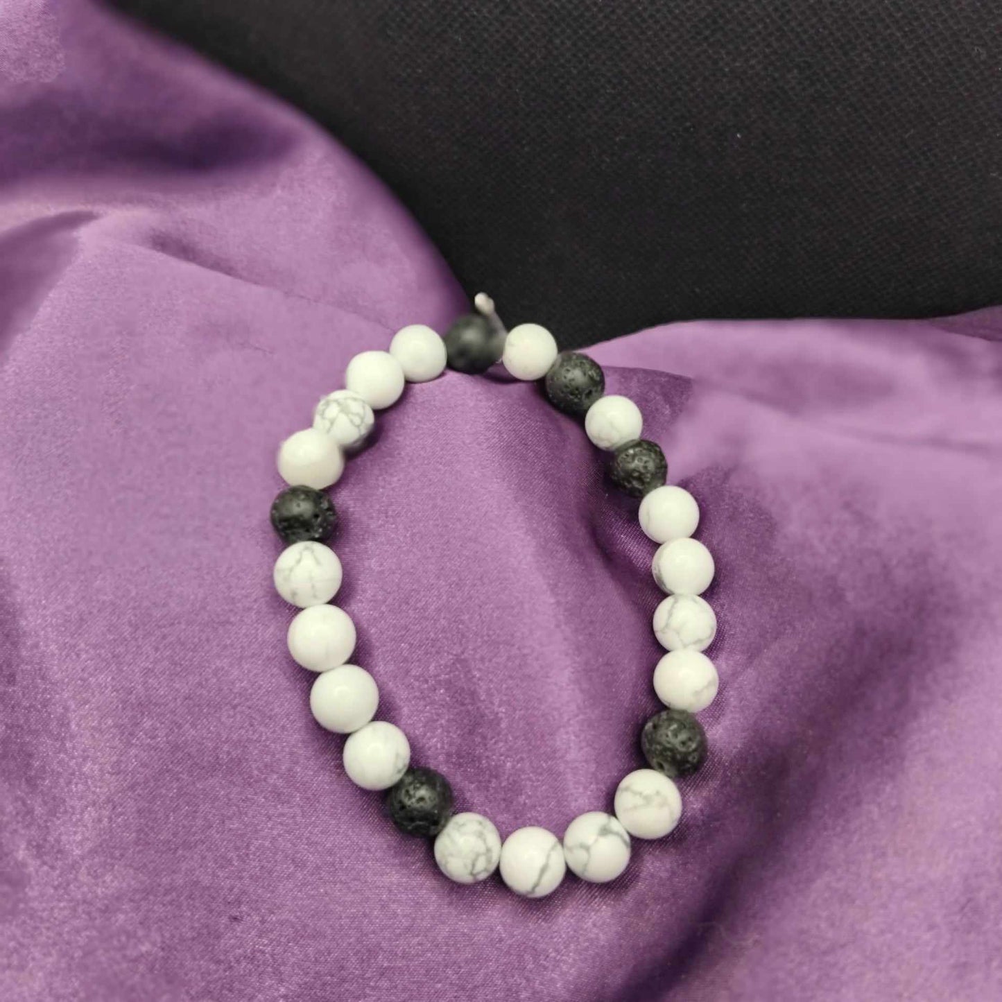 Bracelet Howlite & Pierre de lave