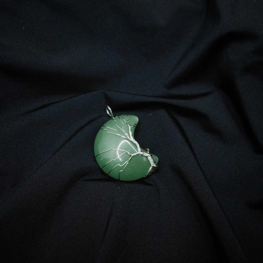 Pendentif Lune Arbre de vie Aventurine verte